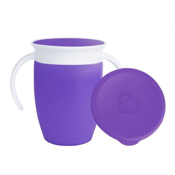 MUNCHKIN Miracle 360º Trainer Cup 7oz With Lid 1pk – Purple