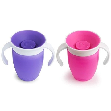 MUNCHKIN Miracle Trainer Cup 7oz Pink &amp; Purple – 2pk